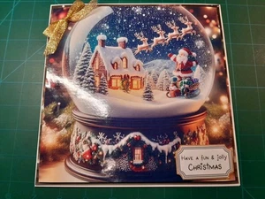 New Handmade Snow Globe Themed Christmas Card Size 8" X 8" - Picture 1 of 5