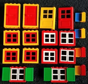 Lego Fenster Türen rot gelb Rahmen Scheiben Fensterläden Paneele gemischt Konvolut Lot - Bild 1 von 5