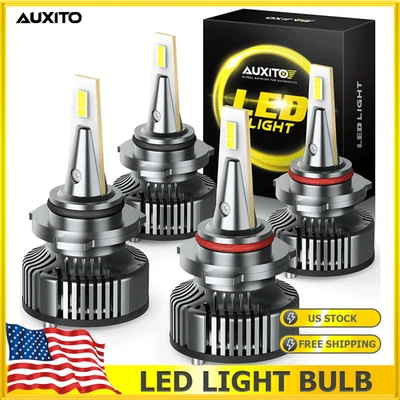 LED 4Pcs Headlight High Low Beam Bulbs 9005 9006 Combo 6500K Xenon White CANBUS - Image 1 of 4