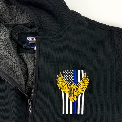 Policía Policía Policía Policía Motocicleta Soldado Sudadera con Capucha Delgada Línea Azul Bandera EE. UU. Talla XL Foto 1 de 4