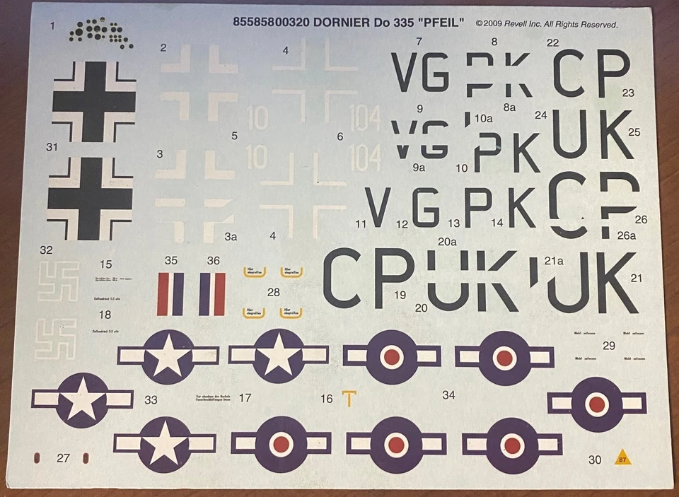 Calcomanías Revell - Dornier Do 335 "FLECHA" - 85585800320 - SW Foto 1 de 1