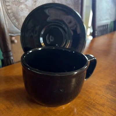 Homer Laughlin Fiesta Negro Retirado 18 Onzas Jumbo Taza Sopa y Platillo Jumbo Foto 1 de 4
