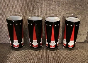 4 Vintage Mid Century Libbey Santa Holt Howard 6 Inch Glasses Christmas Atomic - Picture 1 of 12