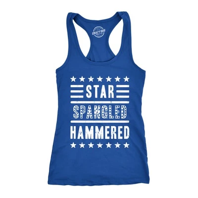 Womens Star Spangled Hammered Funny Workout Shirts Sleeveless Ladies Fitness — 第 1/4 张图片