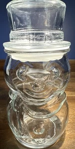 Libbey Snowman Glass Candy Jar  Lidded Holiday Christmas Container - Picture 1 of 5