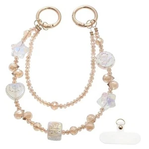 Bracelet breloques de téléphone en perles, lanière de poignet en cristal, joli double style 1 - Photo 1 sur 7
