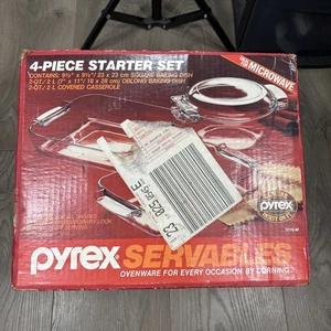 Vintage Pyrex Servables Ovenware 4 Piece Set 2 Quart Covered Casserole NOS RARE - Picture 1 of 5