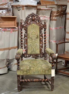 Antique Carved French Renaissance Hunt Arm Chair - Picture 1 of 4