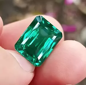 11,20 ct natürlicher GIE-zertifizierter grüner Saphir Smaragdschliff lose Edelsteineschliff 13 x 10 mm - Bild 1 von 5