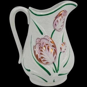 Viktorianischer Staffordshire Keramik Glanzgeschirr geformter Tulpenkrug, nach James Dudson - Bild 1 von 11
