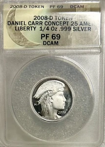 2008-D Daniel Carr Concept 25 AMERO Winged Liberty Head 1/4oz .999 Silver BX4-22 - Picture 1 of 4