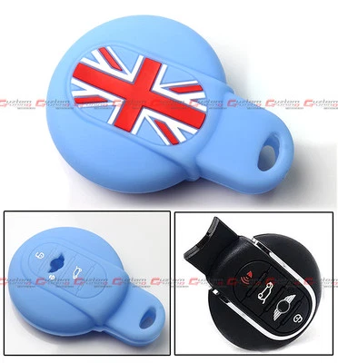 PARA 2015-2017 MINI COOPER CHAVEIRO AZUL UNIÃO JACK CAPA PROTETORA SILICONE - Imagem 1 de 2