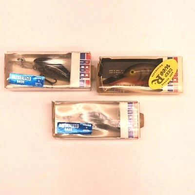 LOT OF 3 NEW OLD STOCK REBEL 1970s FISHING LURES D977G NATURALIZED BASS & MORE - Image 1 of 4