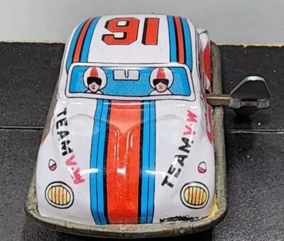Vintage Tin Toy Windup VW Volkswagen Car Bug Beetle Team Vw #16 , MADE IN JAPAN - Image 1 of 4