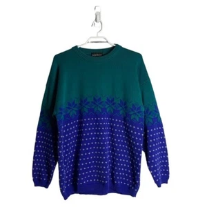 Leigh Morgan Women's Fair Isle Print Crewneck Knit Sweater Sz L - Bild 1 von 6
