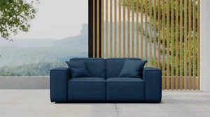 Gartensofa Loungesofa Sofa 2-Sitzer SUMMER wetterfester Stoff NXL Dunkelblau - Bild 1 von 4