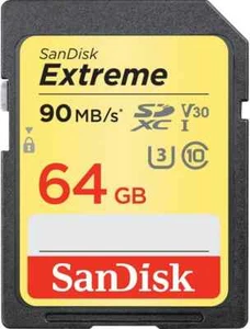 Tarjeta SanDisk 64GB Extreme SDXC, hasta 90 MB/s UHS-I Clase 10, U3, V30 - Imagen 1 de 10