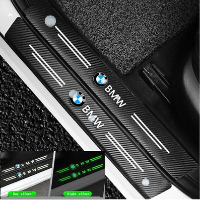 4PCS Luminous Car Door Plate Sill Scuff Anti-scratch Trim Sticker for BMW New - Image 1 of 4