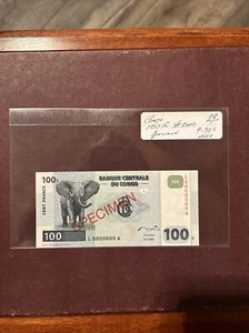 Congo  2000  100 Francs UNCIRCULATED NEW BANKNOTE SPECIMEN - Picture 1 of 2