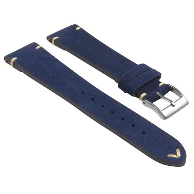 StrapsCo Suede Vintage Hand-Stitched Leather Watch Band Strap - Standard Length - Image 1 of 4