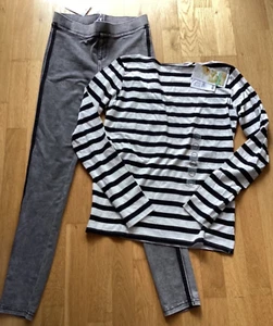 NEU Here+There Kombi Gr 158 164 Jeans Hose + gestreiftes LA-Shirt, Bio-Baumwolle - Bild 1 von 3