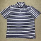 Peter Millar Shirt Mens Large White Blue Striped Golf Stretch Mountainside Polo