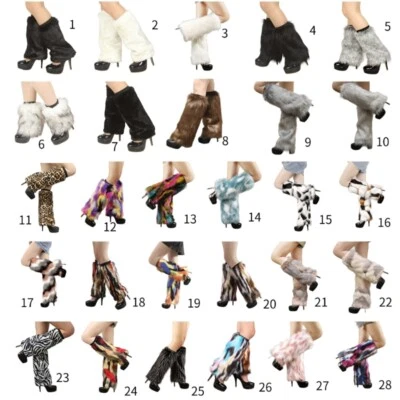 Calentador de Piernas Mujeres Piel Sintética Zapatos Largos Difusos Puños Cubierta Cálido Peludo Disfraz Foto 1 de 4