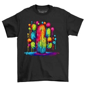 Cactus 2 Dripping Paint Effect T-Shirt - Funny and Prickly! 100% cotton, Funny t - Picture 1 of 38
