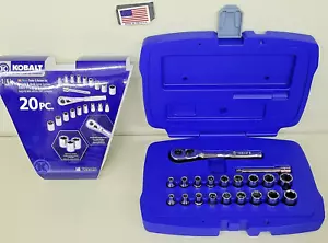 Kobalt 20 PC 1/4" Drive Metric SAE Socket Ratchet New Old Stock 266590 USA MADE - Foto 1 di 24