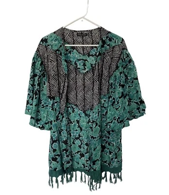 Volcom Kimono Womens XS/S Open Front Green Floral Boho Swim Coverup - Image 1 of 4