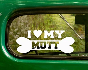 2 I LOVE MY MUTT DOG MIXED BREED STICKERs Decal Car Bumper Truck Laptop Window - Picture 1 of 1