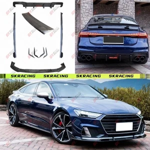 Dry Carbon Fiber Front Rear Lip Side Skirt Spoiler Wing Kit Fit Audi S7 20-25 - Picture 1 of 29