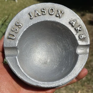 VINTAGE USS JASON AR-8 US NAVY VULCAN CLASS REPAIR SHIP ALUMINUM ASHTRAY - Picture 1 of 21