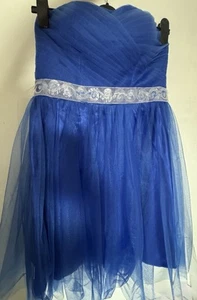 Laced padded Strapless Short Length Royal Blue Party Dress - Picture 1 of 7