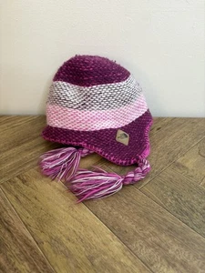 The North Face Girls Kids Medium Hat Winter Pink Purple Warm Ski Hat #202 - Picture 1 of 9
