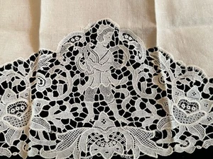 De colección Lino Point de Venise Encaje Cocina Invitado Té Blanco Crema Marfil - Imagen 1 de 3