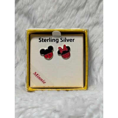 Pendientes Minnie & Mickey de plata de ley con respaldo de acero quirúrgico nuevos con etiquetas Foto 1 de 3