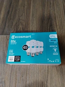 Ecosmart CFL Light Bulb T2 Twister 60W Replacement 5000K - 4 Bulbs - Picture 1 of 4