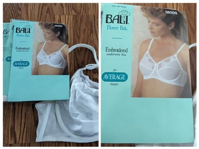Nuevo de Lote de 3 Sujetadores BALI 1988 80s Blanco Con Aros Encaje 38DDD Mervyn's Bra De Colección Foto 1 de 4