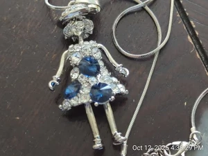 BETSEY JOHNSON SILVER LADY NECKLACE - Picture 1 of 2