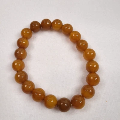 Pulsera de joyería de moda elástica con cuentas de vidrio ámbar caramelo Foto 1 de 3