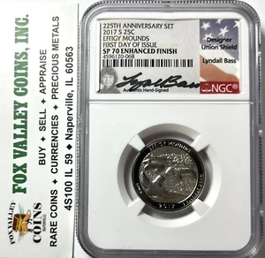 2017-S EFFIGY MOUNDS QUARTER DOLLAR. SP70 NGC FIRST DAY OF ISSUE! LYNDALL BASS - Picture 1 of 4