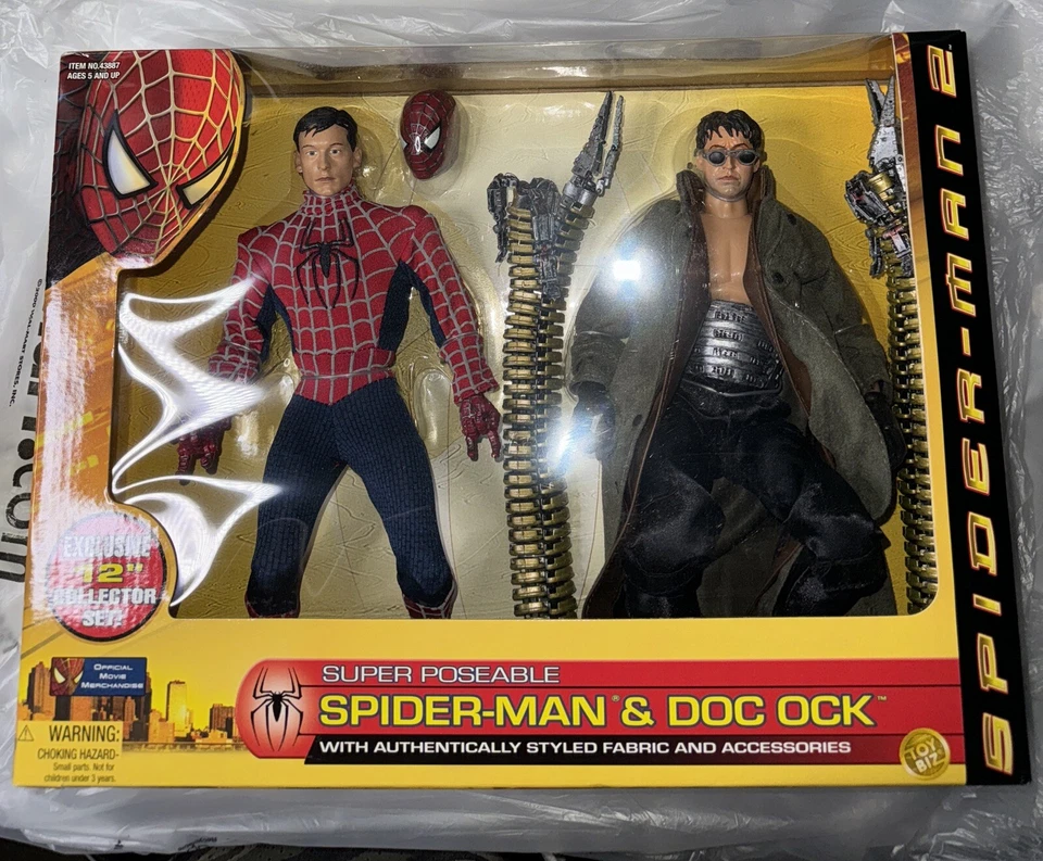 Marvel Spider-Man 2 y Doc Ock Super Posable 12" Figuras Toy Biz 2004 Nuevo Sellado Foto 1 de 4