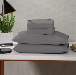 100% Cotton King Size 4Pcs Sheet Set, Percale Weave King Bed Sheets Set, Comfy - Picture 1 of 8