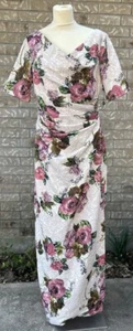 New with Tags Adrianna Papell Long Champagne Multi Floral Dress - Picture 1 of 12