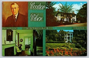 Postal Woodrow Wilson lugar de nacimiento Staunton Virginia vista múltiple - Imagen 1 de 2