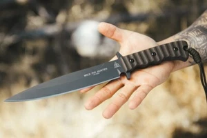 TOPS Wild Pig Hunter Fixed Knife 8" 1095HC Steel Full Tang Blade Micarta Handle - Picture 1 of 10