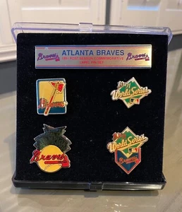 Vintage Atlanta Braves 1991 Post Season Commemorative Lapel (5) Pin Set RARE! - Picture 1 of 11