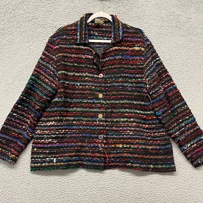 Chaqueta Coldwater Creek para mujer 2X colorida cuerda tejida arte para usar suroeste Foto 1 de 4
