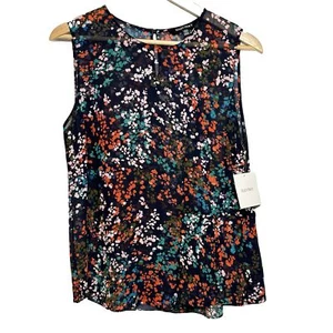 Blusa Ellen Tracy Sin Mangas Mediana Floral Plisada Transparente Volantes NUEVA - Imagen 1 de 10